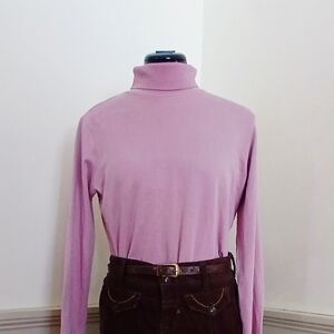 L.L. Bean Soft Light Pink Peruvian Cotton Turtleneck